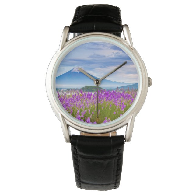 Blumen | Mount Fugi Japan Armbanduhr (Vorderseite)