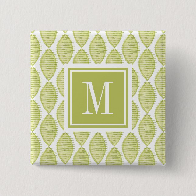 Blumen-Muster des Monogramm-| Hygge Button (Vorderseite)