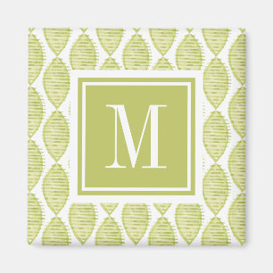 Blumen-Muster des Monogramm-  Hygge Magnet