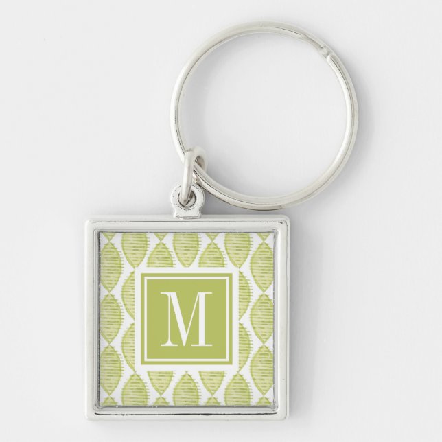 Blumen-Muster des Monogramm-| Hygge Schlüsselanhänger (Vorne)