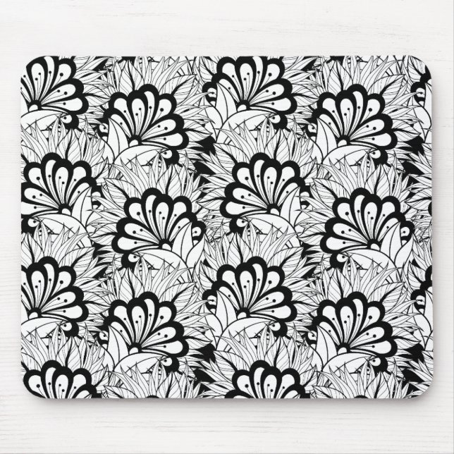 Blumen-Muster-Gekritzel Mousepad (Vorne)