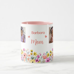 Blumen-Muttertag mit Namen 4 Fotos Tasse