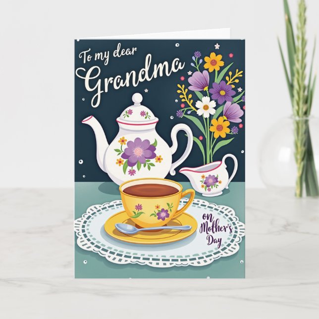 Blumen-Muttertags-Teatime-Karte Karte (Vorderseite)