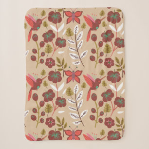 Blumen nahtloses Muster Blumen, Vögel, Schmetterli Sherpadecke