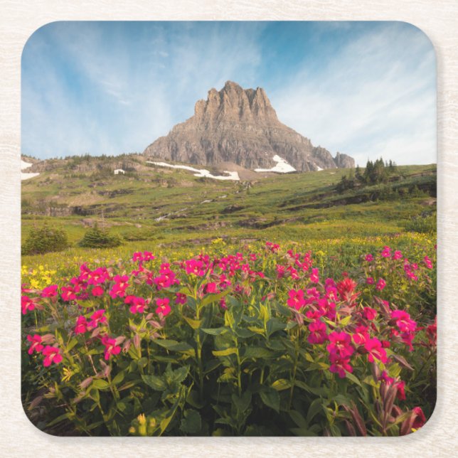 Blumen | Nationalpark des Gletschers von Montana Rechteckiger Pappuntersetzer (Vorderseite)