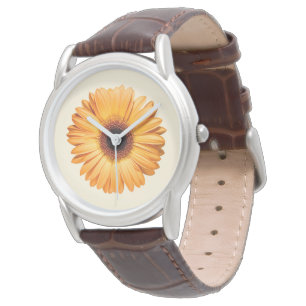 Blumen   Orange Gerbera Armbanduhr
