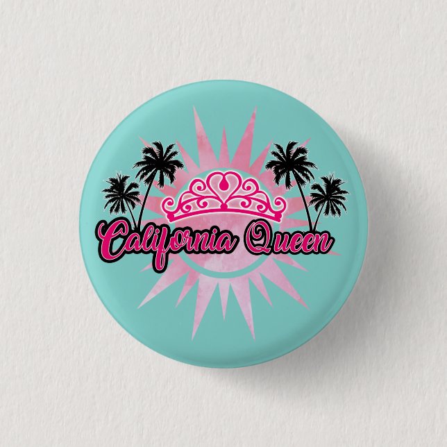 Blumen-Ozean-Palmen Kalifornien-Königin-Sun Button (Vorderseite)