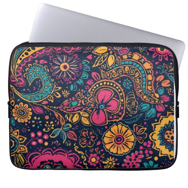 Blumen-Paisley-Muster Laptopschutzhülle (Vorderseite)