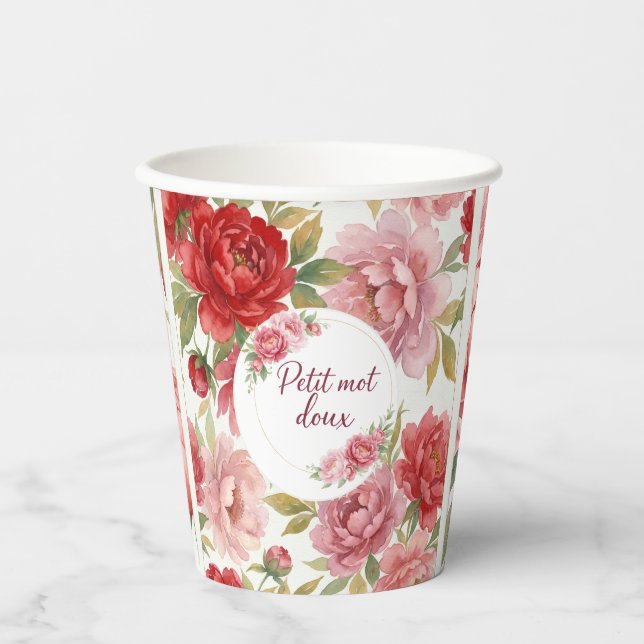Blumen-Papierbecher Petit mot doux Pappbecher (Vorderseite)