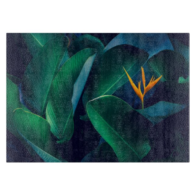 Blumen | Paradiesvogel Schneidebrett (Vorderseite)
