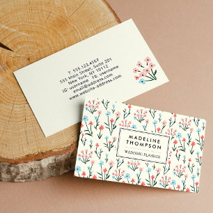 Blumen Pastell Rosa Blau Blumen Muster Visitenkarte
