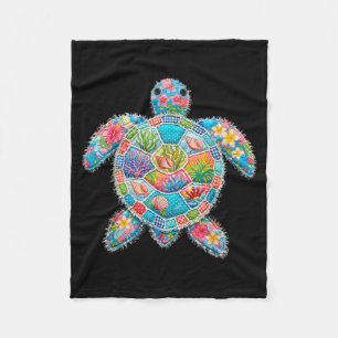 Blumen-Patchwork-Schildkröte Sommer Retro Strand M Fleecedecke