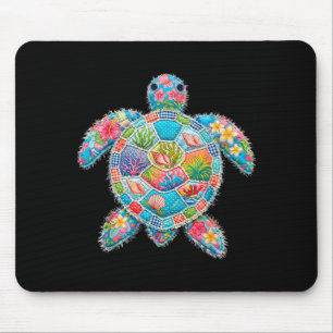 Blumen-Patchwork-Schildkröte Sommer Retro Strand M Mousepad