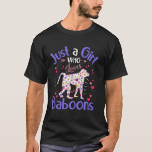 Blumen Pavian Nur Ein Mädchen Das Paviane Liebt Fr T-Shirt