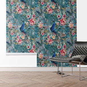 Blumen-Pfau-Vintage-Textur-Blume  Tapete