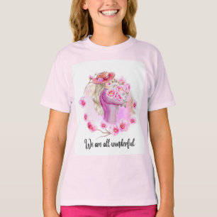 Blumen Pferd Mädchen T-Shirt Positives Zitat