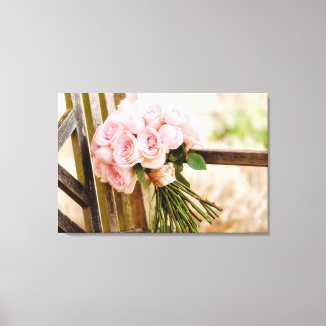 Blumen | Pink Rose Bouquet Leinwanddruck (Vorderseite)