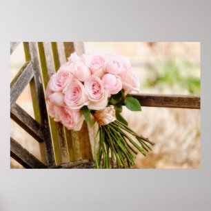 Blumen   Pink Rose Bouquet Poster