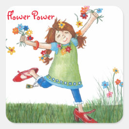 Blumen-Power-Aufkleber Quadratischer Aufkleber