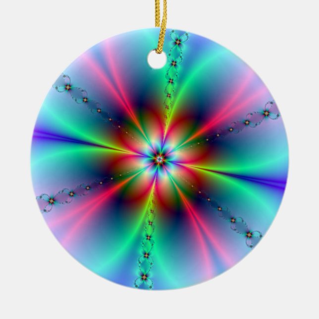 Blumen-Power-Fraktal Keramik Ornament (Vorne)