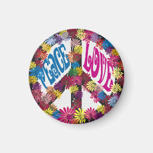 Blumen-Power-Friedens-u. Liebehippie-Symbol-Magnet Magnet