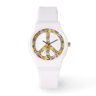 Blumen-Power-Friedenszeichen Armbanduhr
