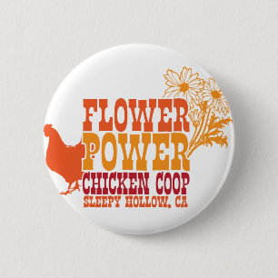 Blumen-Power-Huhn-Korb Button