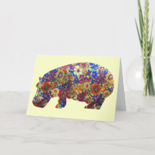 Blumen-PowerHippiehippopotamus-Geburtstags-Karte Karte