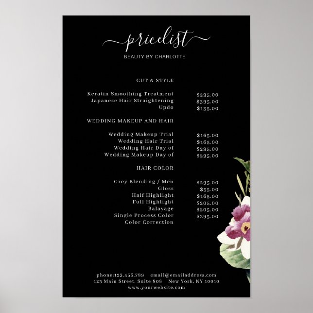 Blumen Preisliste Poster (Vorne)