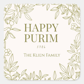 Blumen-Purim-Etikett Quadratischer Aufkleber