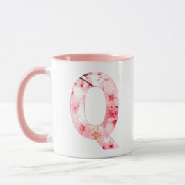Blumen-Q-Initial-Tasse | Personalisierter Name & E Tasse