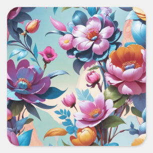 Blumen Quadratischer Aufkleber