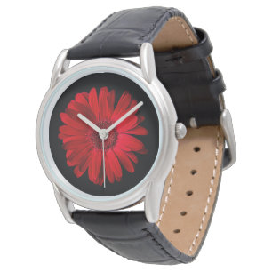 Blumen Red Gerbera Daisy Armbanduhr