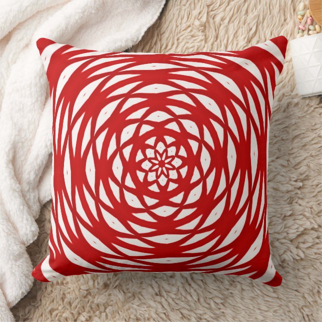 Blumen Red White Christmas Modernes Design Kissen (Decke)