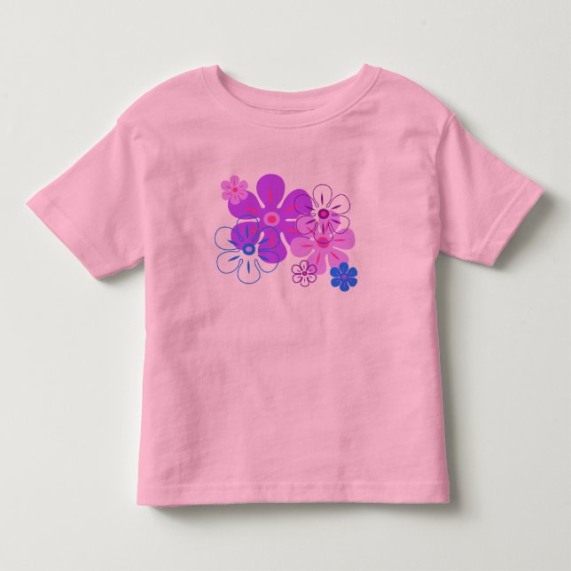 Blumen-Regen-hawaiisches Retro Blumen Kleinkind T-shirt (Vorderseite)