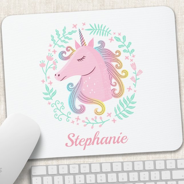Blumen Regenbogen Einhorn Mousepad (Von Creator hochgeladen)