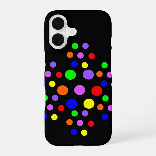Blumen-Regenbogen-Punkte iPhone 16 Hülle (Rückseite)