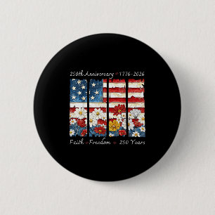 Blumen-Retro-Glaube-Freiheit 250 Jahre Christentum Button