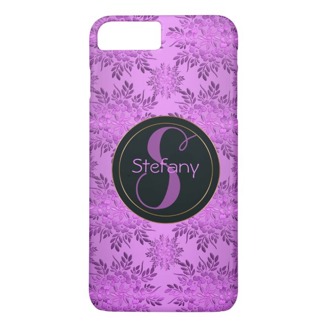 Blumen-Retro-Muster. Monogramm. Case-Mate iPhone Hülle (Rückseite)