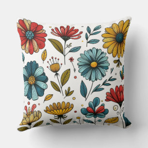 Blumen-Retro-Volkskunst Kissen
