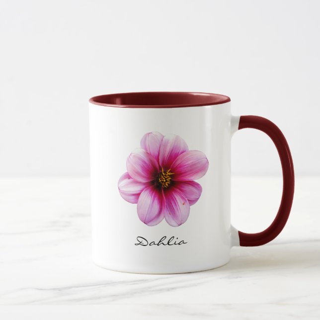 Blumen-rosa Dahlie-Garten-Foto mit Namen Tasse (Rechts)