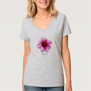 Blumen-rosa Dahlie mit Text alle Farben T-Shirt