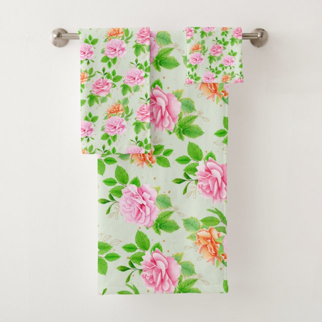 Blumen-Rosa-Rosen-Muster Badhandtuch Set (Insitu)