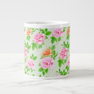 Blumen-Rosa-Rosen-Muster Jumbo-Tasse