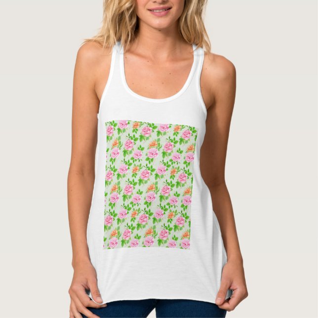 Blumen-Rosa-Rosen-Muster Tank Top (Vorderseite)