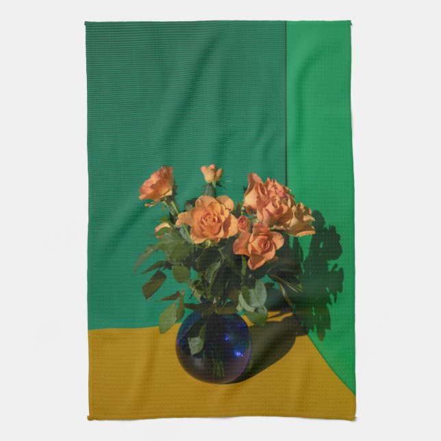Blumen | Rose in Vase Geschirrtuch (Vertikal)