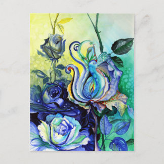 Blumen Rosen Phantasie Aquarellmalerei Postkarte