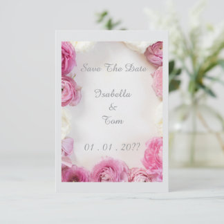Blumen-Rosen-Save-the-Date-Karte  Elegante Hochzei Save The Date
