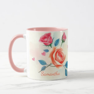 Blumen-Rosen- und Herzensfreude Tasse