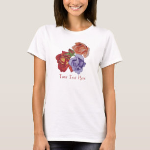 Blumen-Rosen- und Rosenknospenblumenkunst T-Shirt